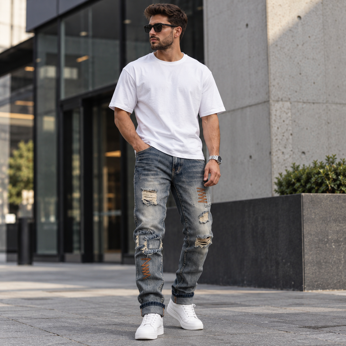 HME Men’s Select Mid Wash Cargo Jeans