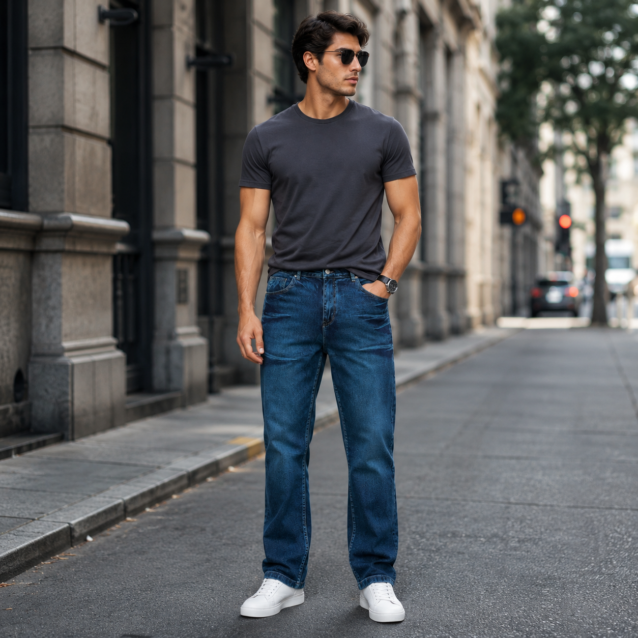 HME Men’s Core Mid Wash Straight-Leg Jeans