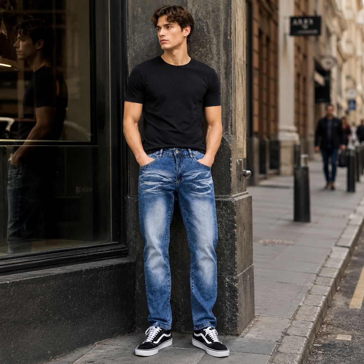 HME Men’s Original Mid Wash Straight-Leg Jeans