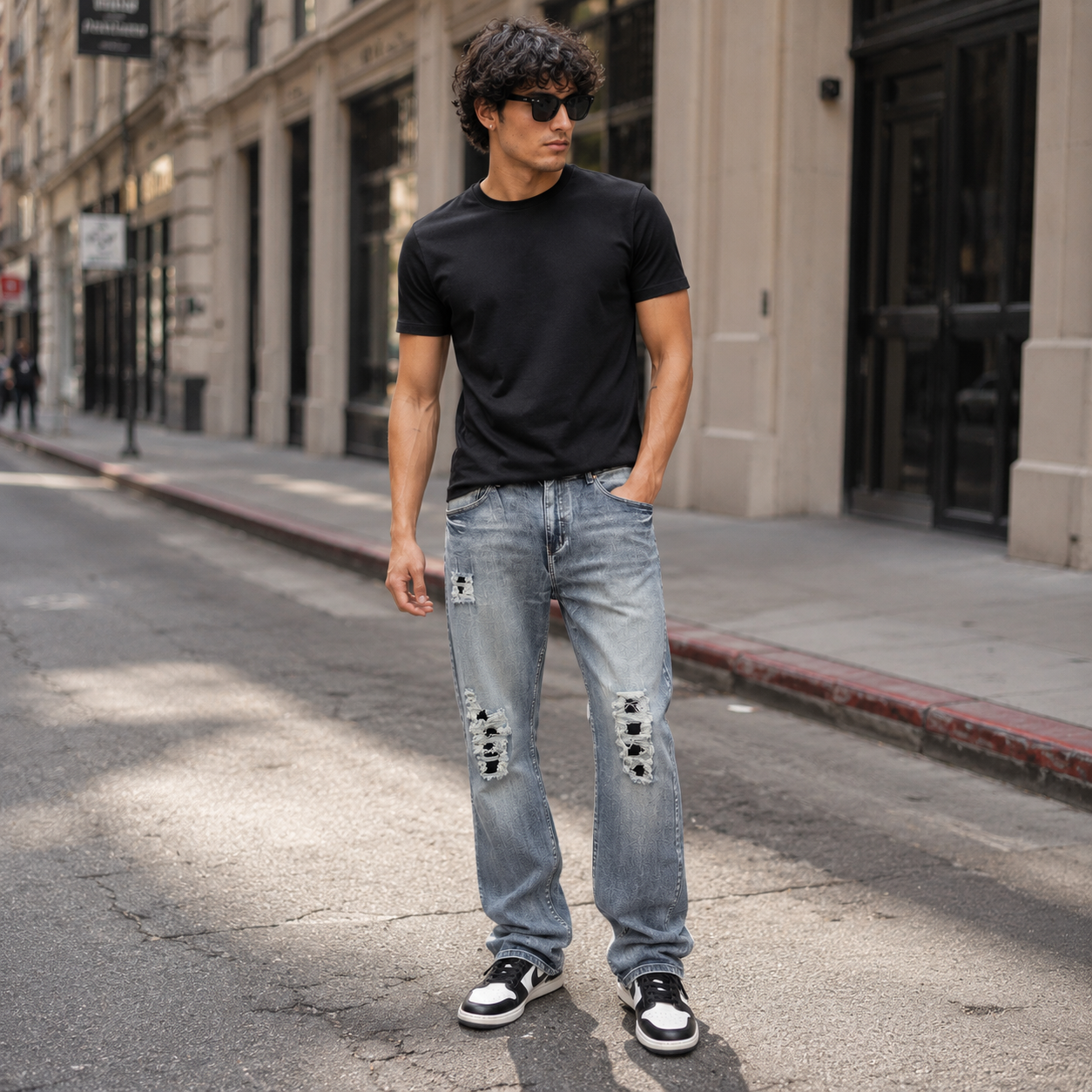HME Men’s Modern Light Wash Straight-Leg Jeans