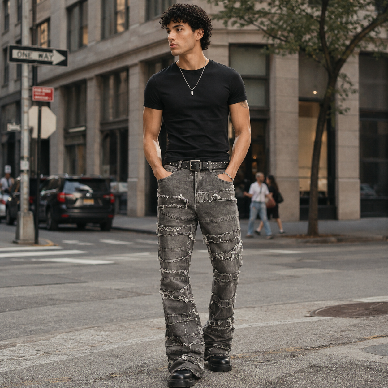 HME Men’s Classic Grey Stacked Flare Jeans