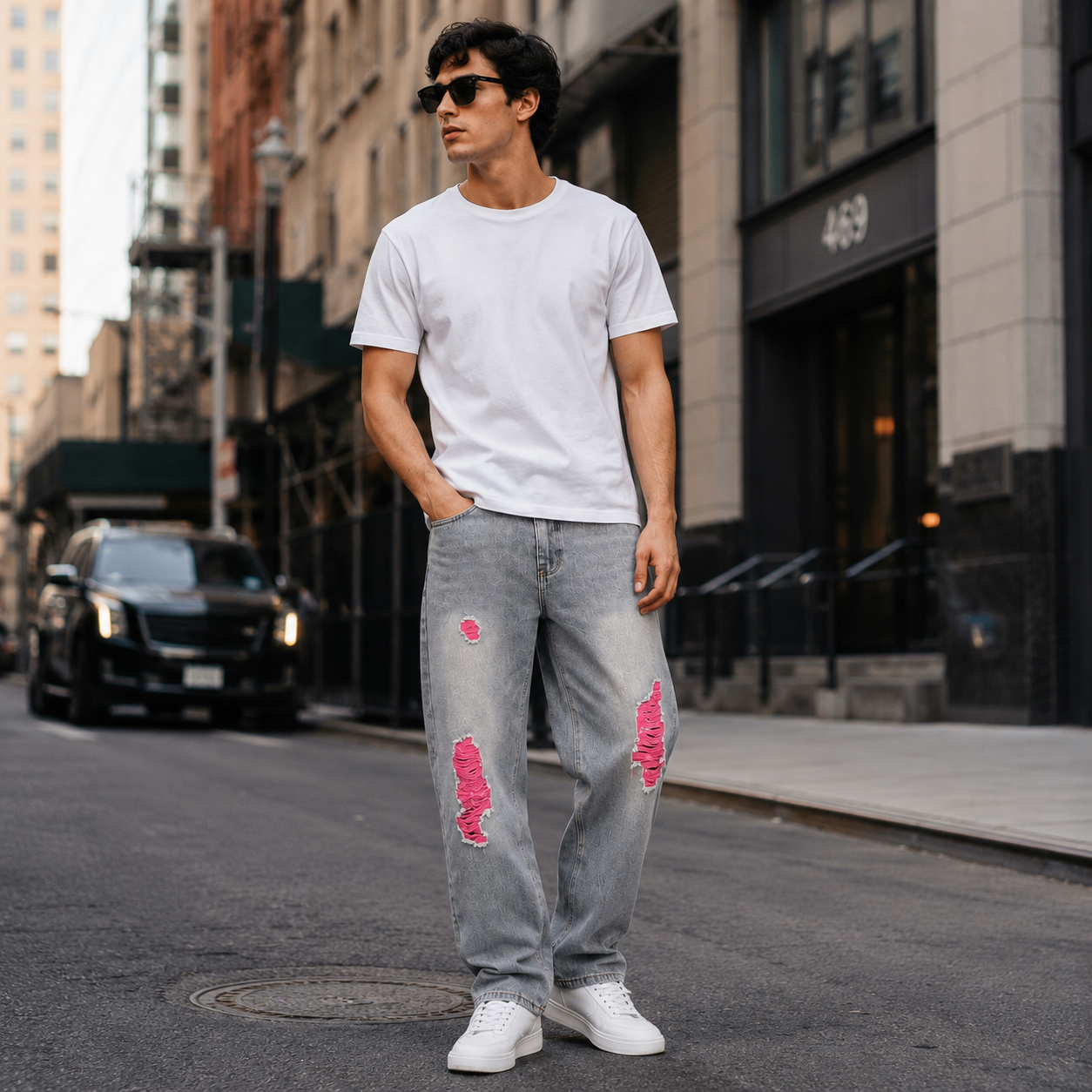 HME Men’s Classic Light Wash Straight-Leg Jeans Premium