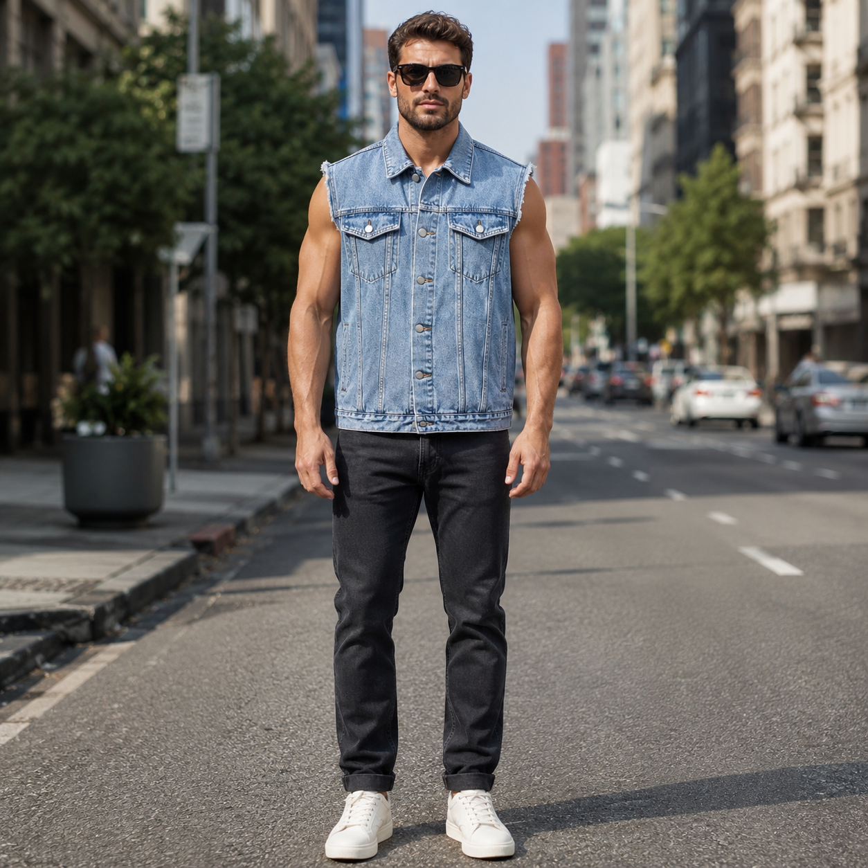 HME Men’s Premium Light Wash Denim Vest
