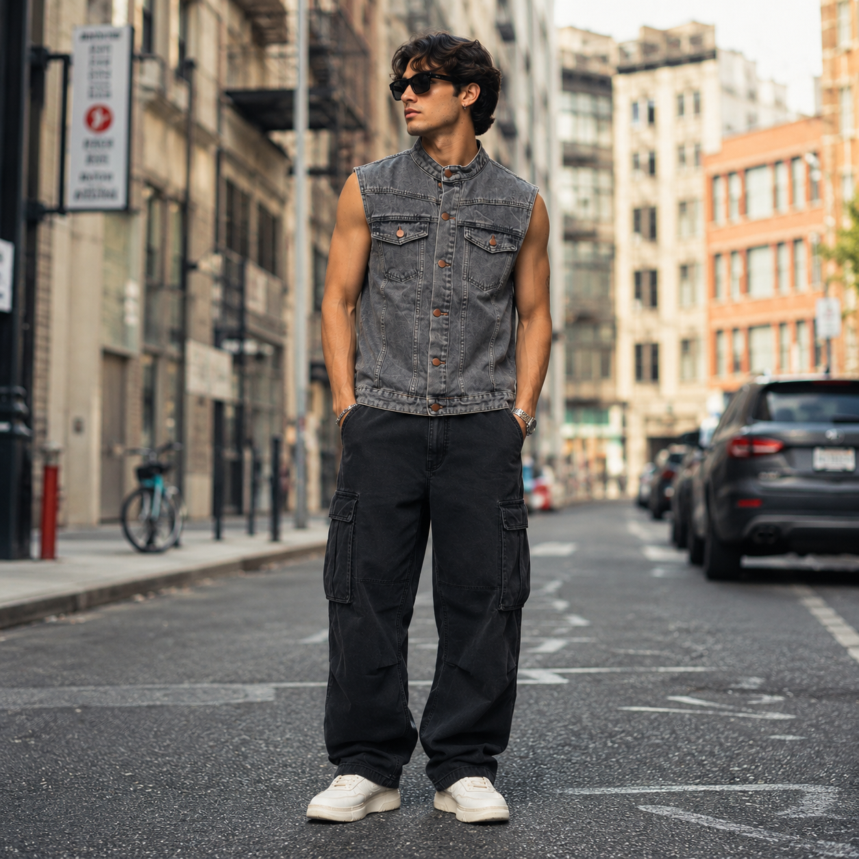 HME Men’s Grey Denim Vest
