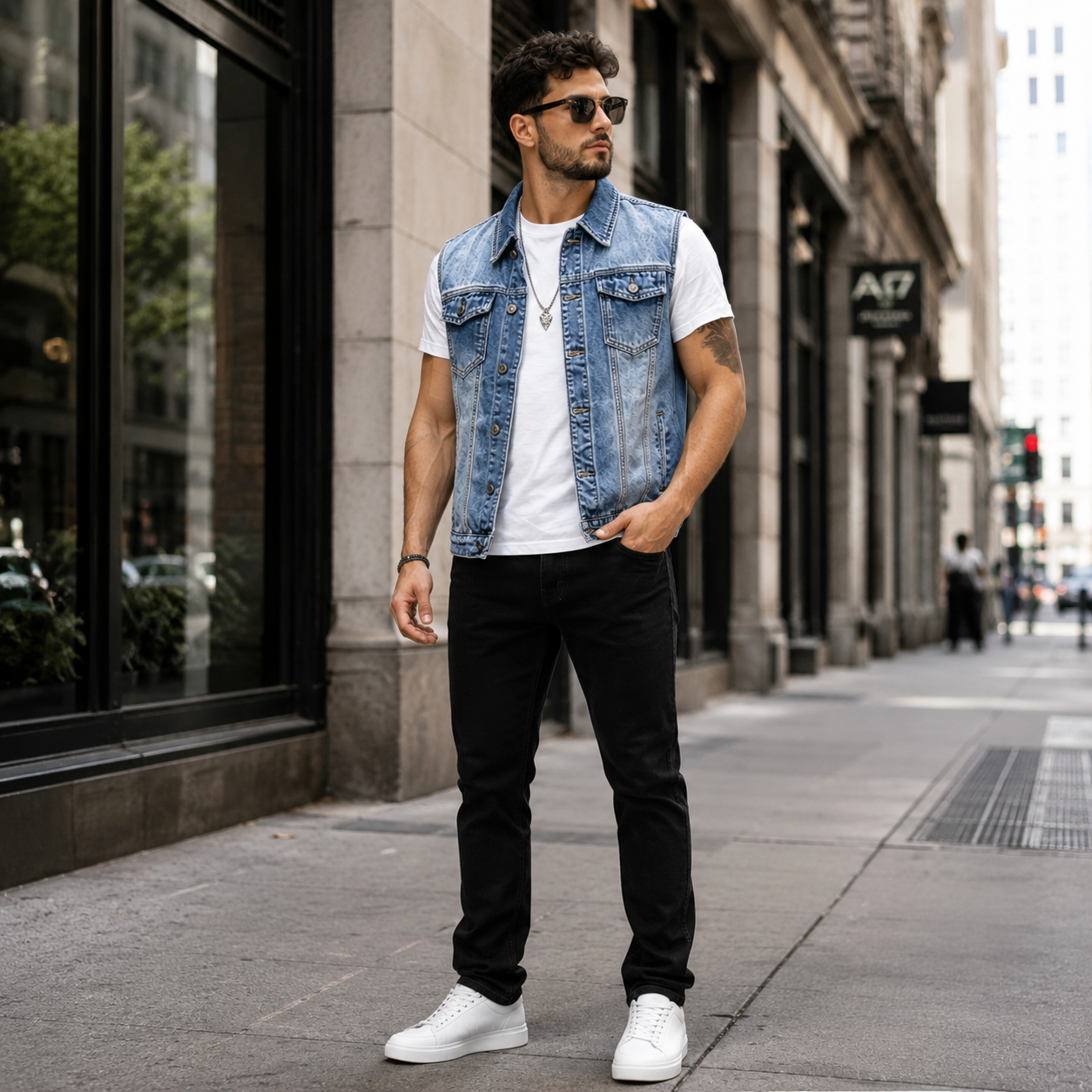HME Men’s Classic Light Wash Denim Vest