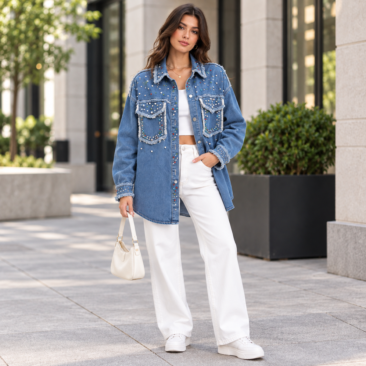 HME Women’s Classic Mid Wash Denim Jacket