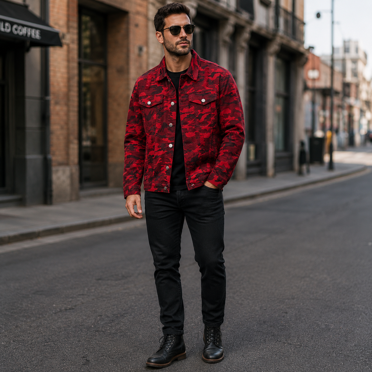 HME Men's Original Red Denim Trucker Jacket