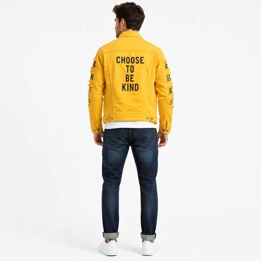 HME Men's Classic Yellow Denim Trucker Jacket