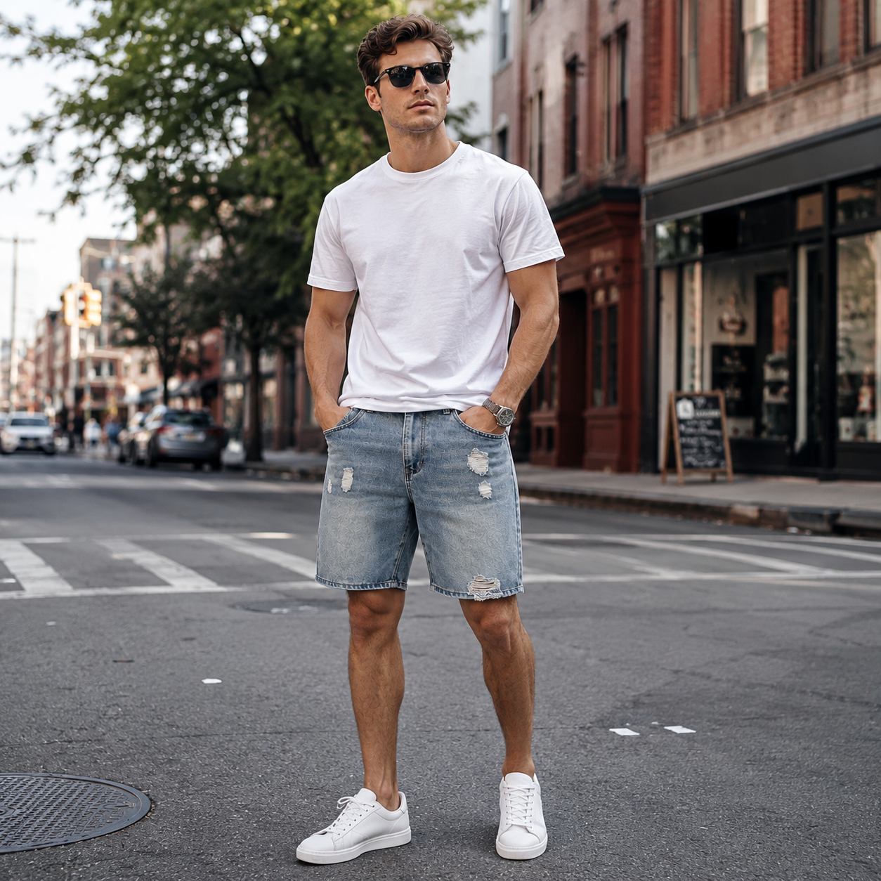 HME Men’s Brown Denim Shorts
