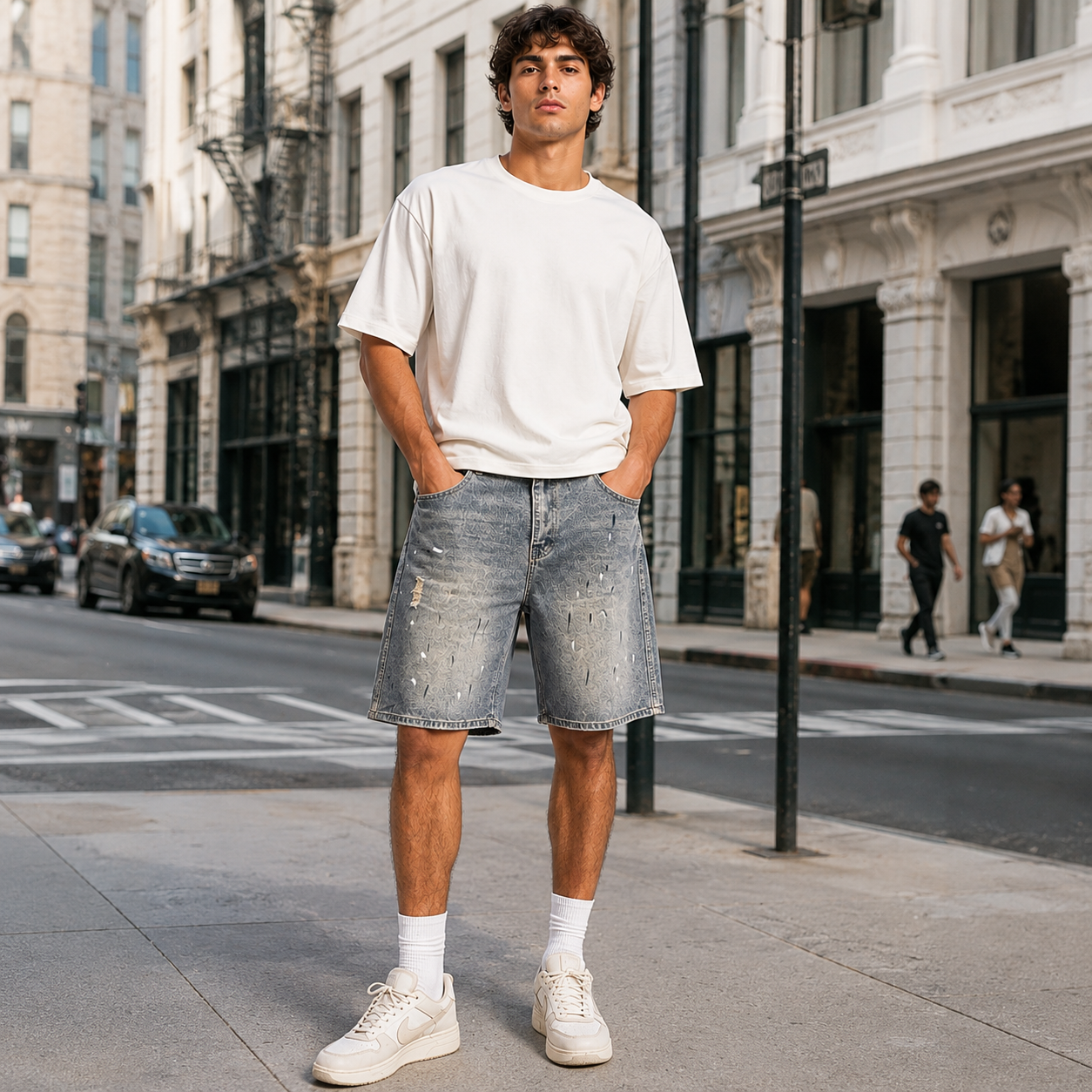 HME Men’s Essential Light Wash Denim Shorts