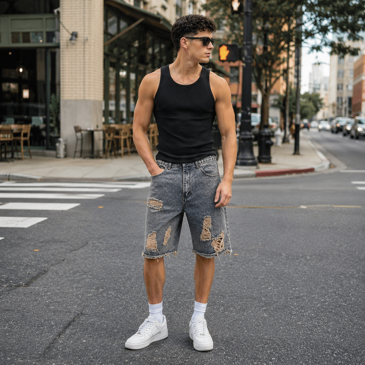HME Men’s Premium Light Wash Denim Shorts