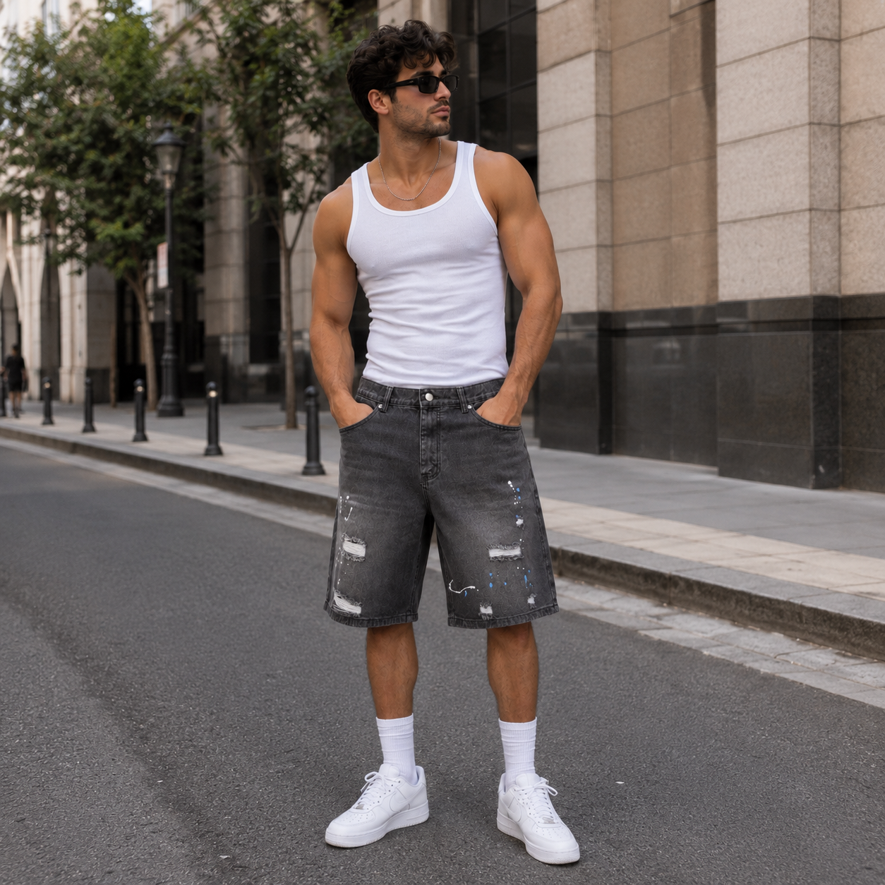 HME Men’s Black Denim Shorts