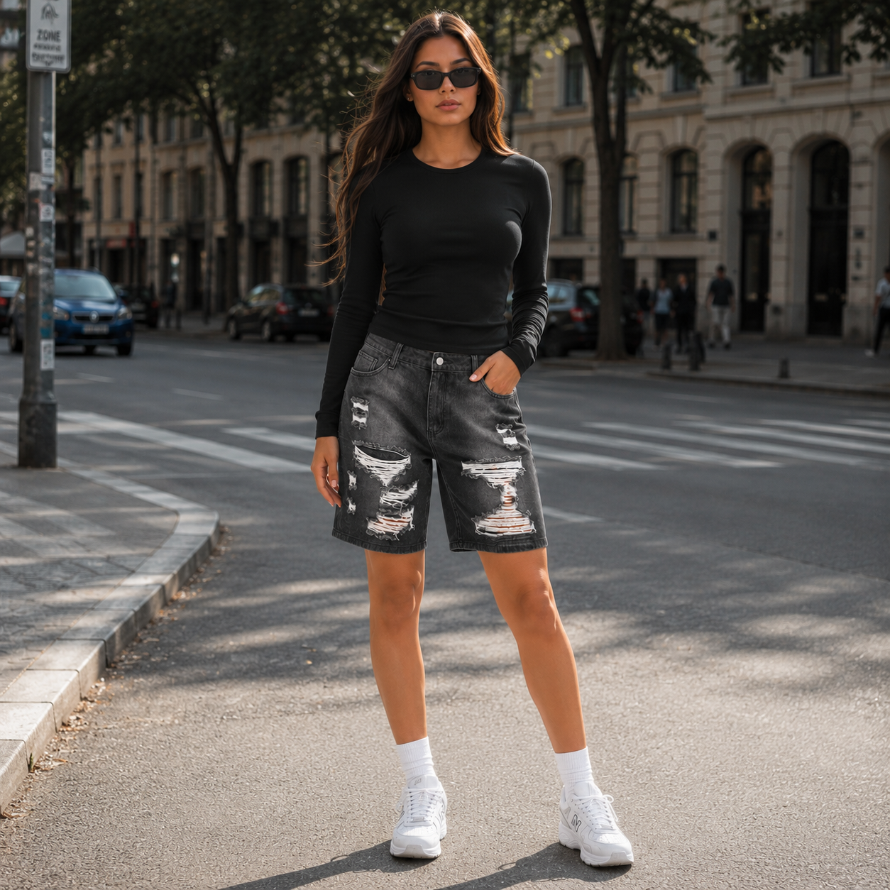HME Women’s Classic Charcoal Denim Shorts