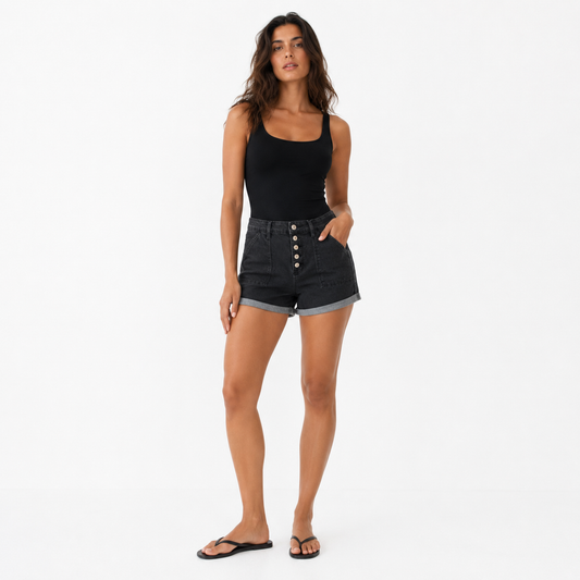 HME Women’s Classic Black Denim Shorts