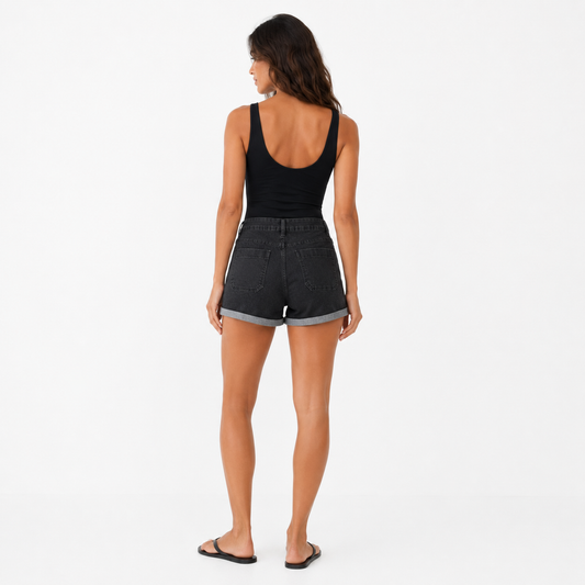 HME Women’s Classic Black Denim Shorts
