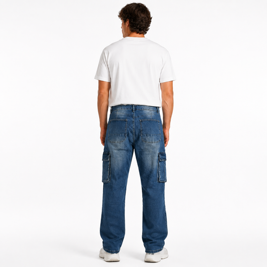 HME Men’s Prime Mid Wash Cargo Jeans