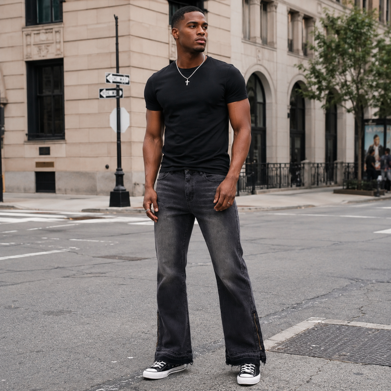 HME Men’s Charcoal Bootcut Flare Jeans