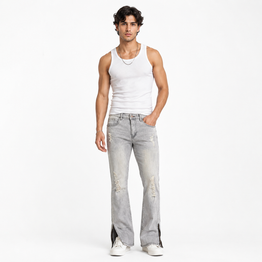HME Men’s Light Wash Bootcut Flare Jeans