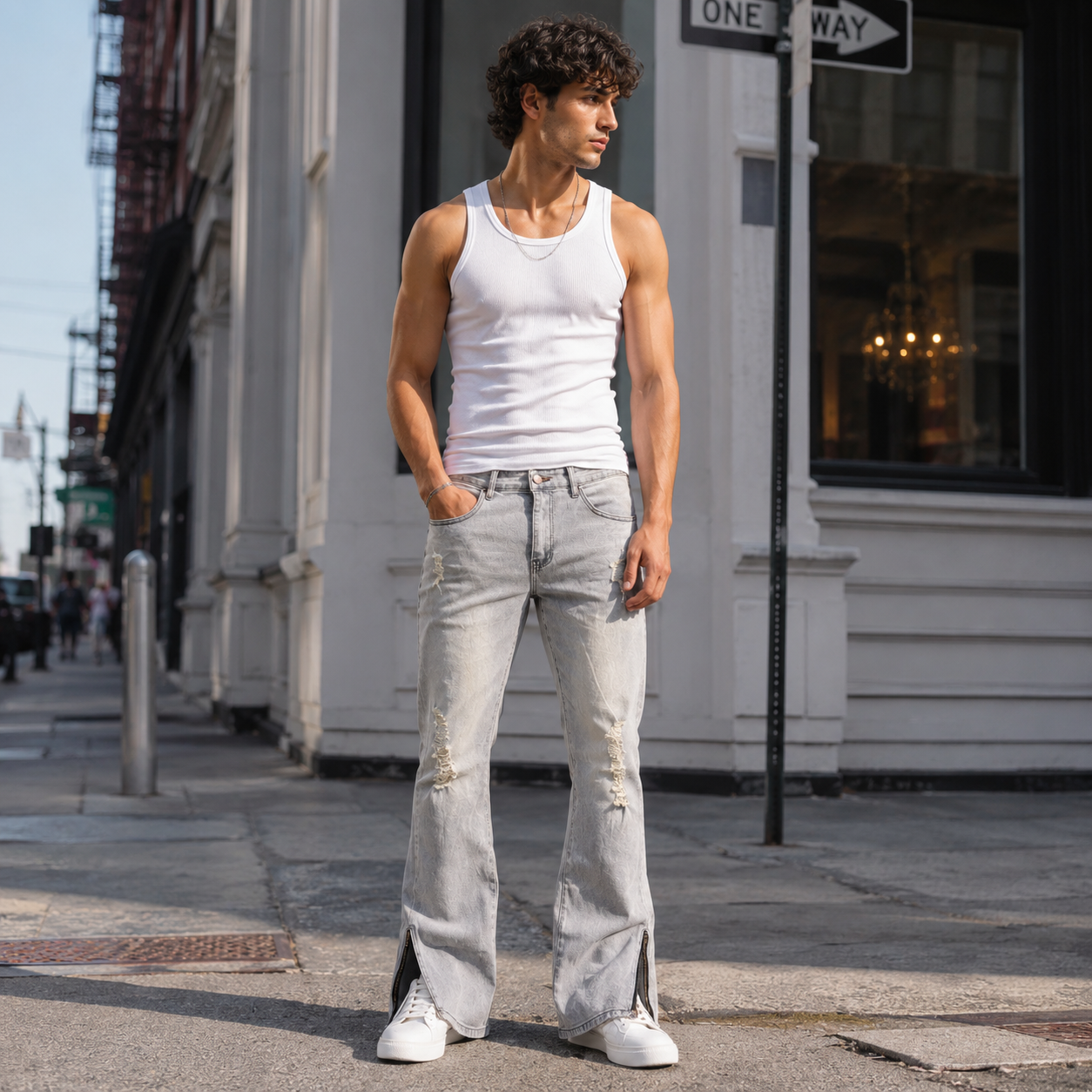 HME Men’s Light Wash Bootcut Flare Jeans