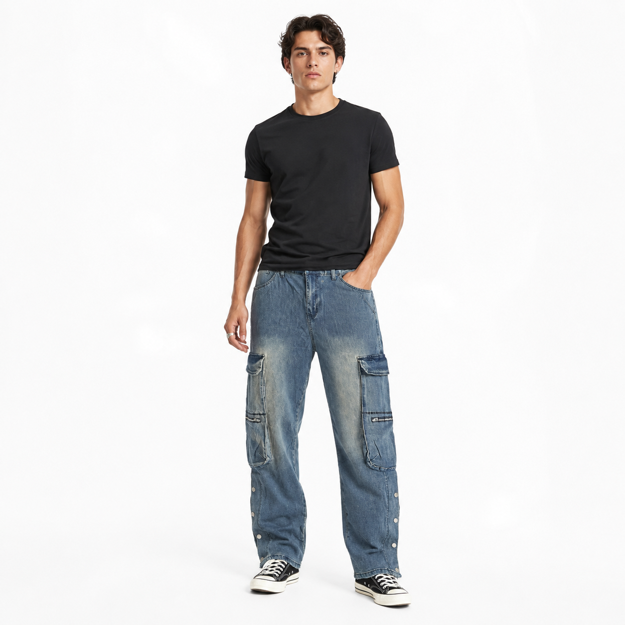 HME Men’s Select Mid Wash Cargo Jeans