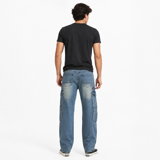 HME Men’s Select Mid Wash Cargo Jeans