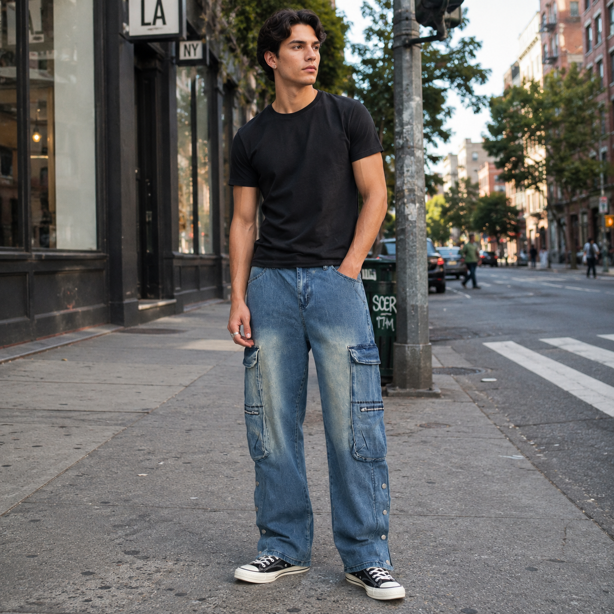HME Men’s Select Mid Wash Cargo Jeans