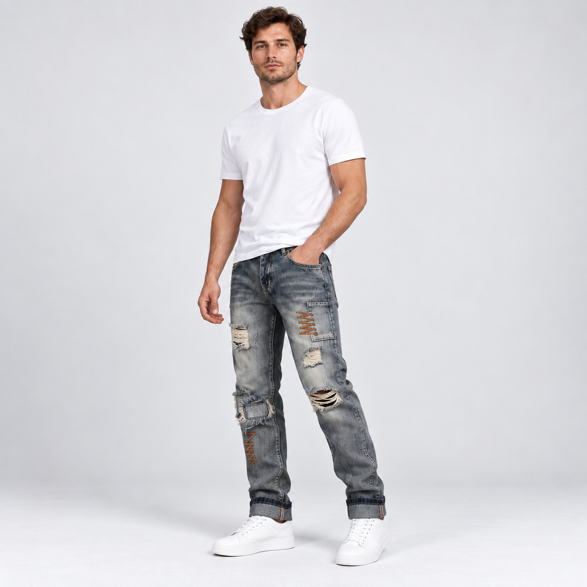 HME Men’s Select Mid Wash Cargo Jeans