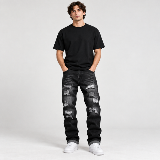 HME Men’s Heritage Black Straight-Leg Jeans