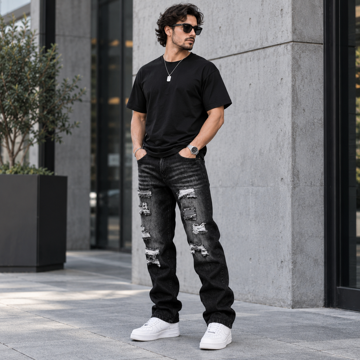 HME Men’s Heritage Black Straight-Leg Jeans