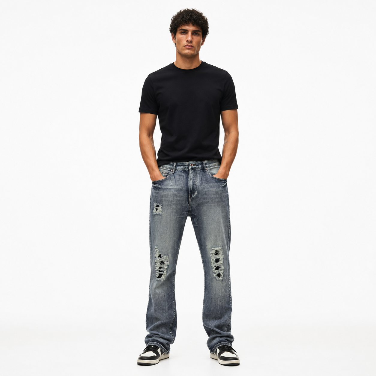 HME Men’s Modern Light Wash Straight-Leg Jeans
