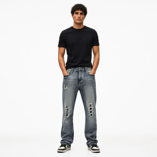 HME Men’s Modern Light Wash Straight-Leg Jeans