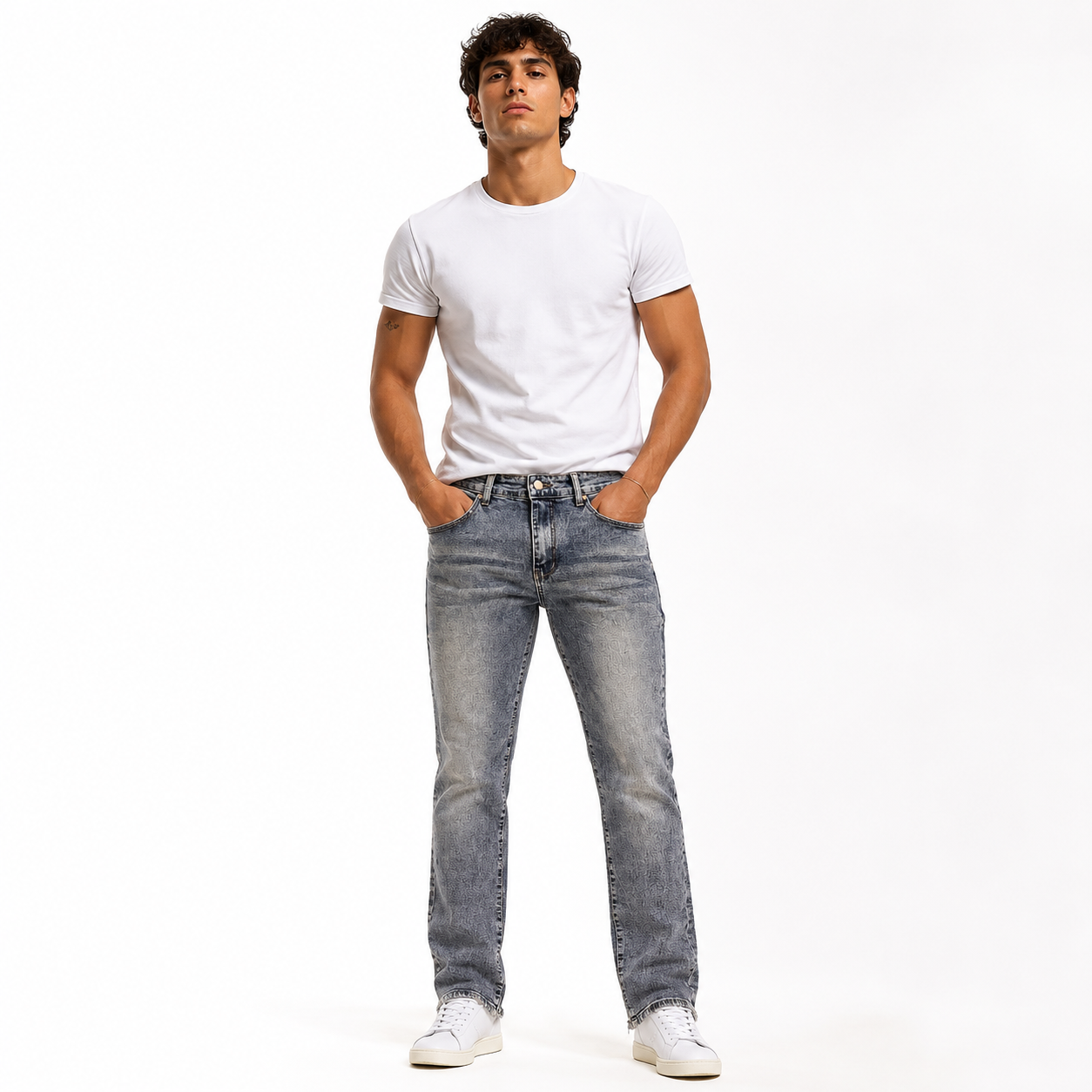 HME Men’s Premium Light Wash Straight-Leg Jeans