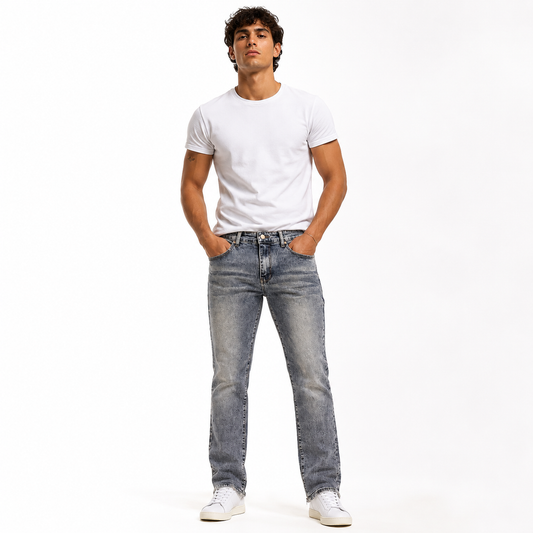 HME Men’s Premium Light Wash Straight-Leg Jeans