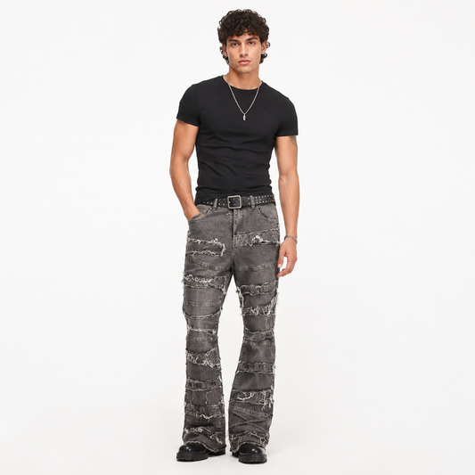 HME Men’s Classic Grey Stacked Flare Jeans