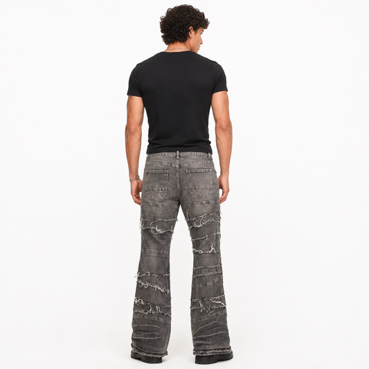 HME Men’s Classic Grey Stacked Flare Jeans