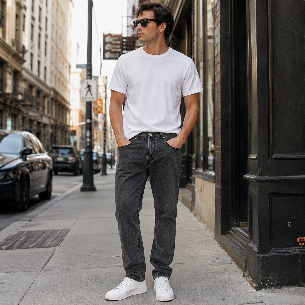 HME Men’s Charcoal Straight-Leg Jeans