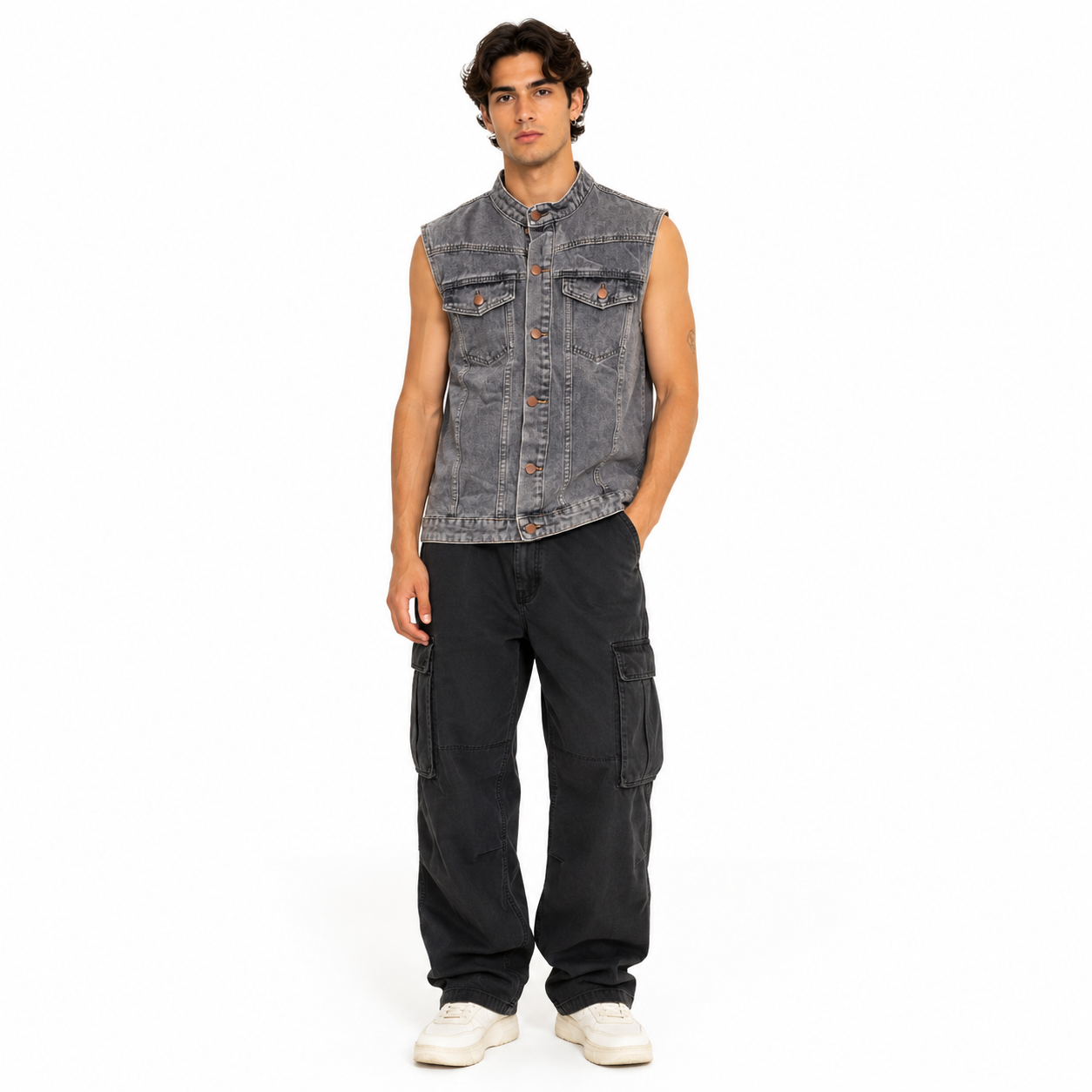 HME Men’s Grey Denim Vest