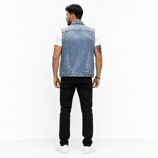 HME Men’s Classic Light Wash Denim Vest