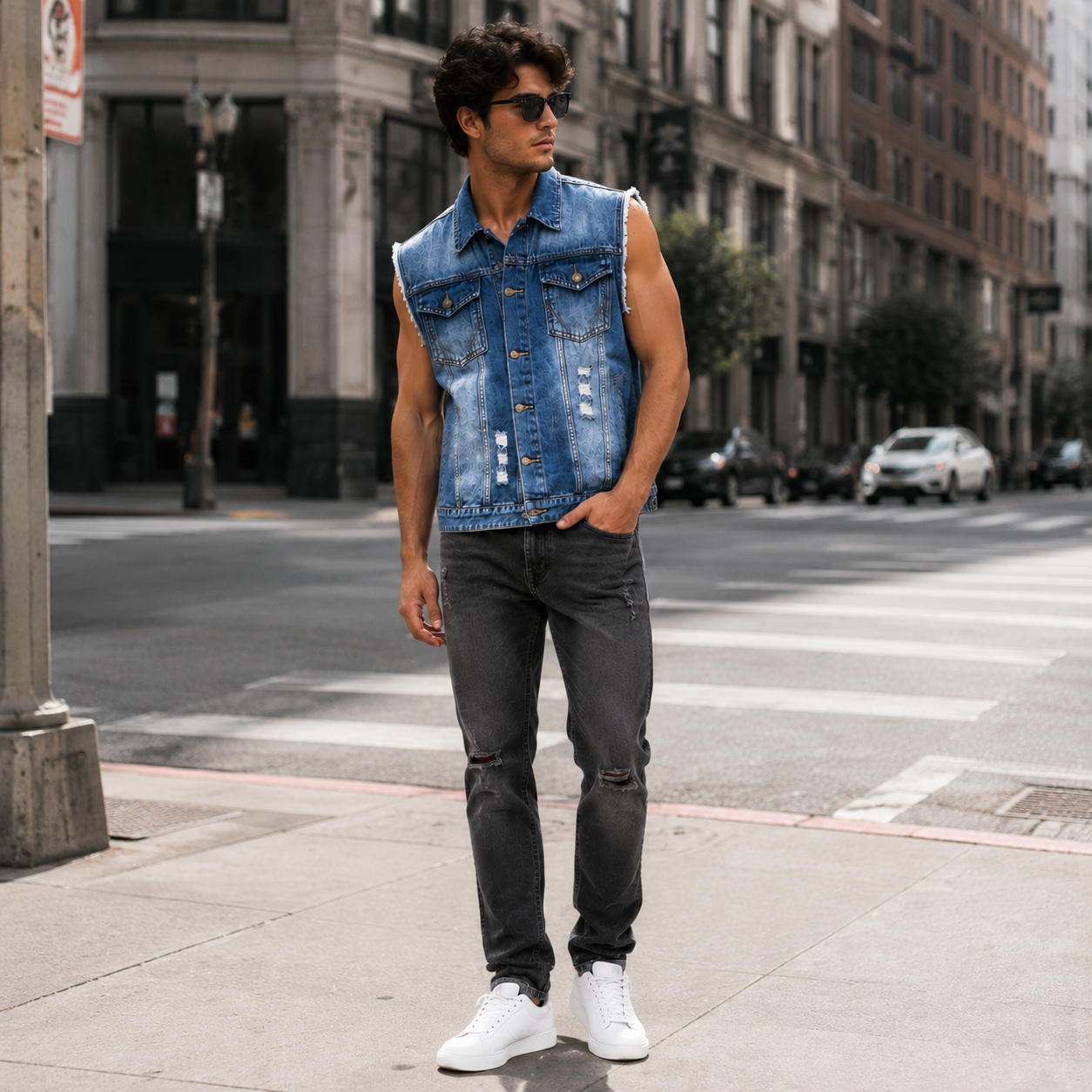 HME Men’s Signature Light Wash Denim Vest