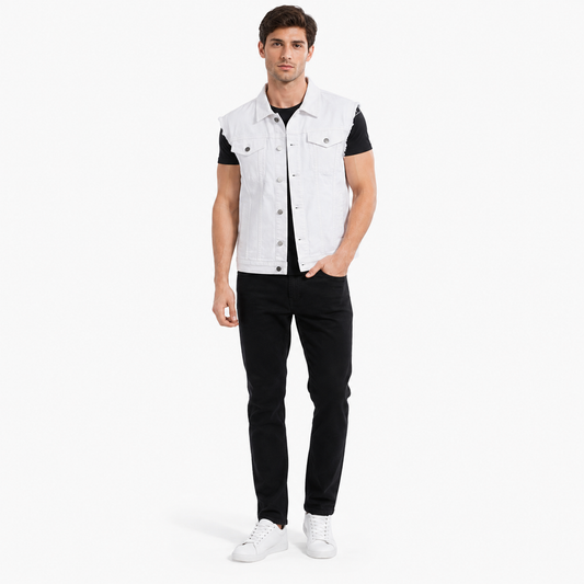 HME Men’s White Denim Vest