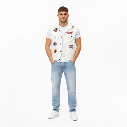 HME Men’s Classic White Denim Vest