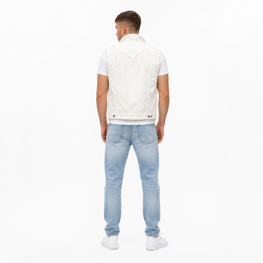 HME Men’s Classic White Denim Vest
