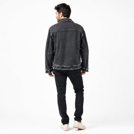 HME Men's Essential Black Denim Trucker Jacket