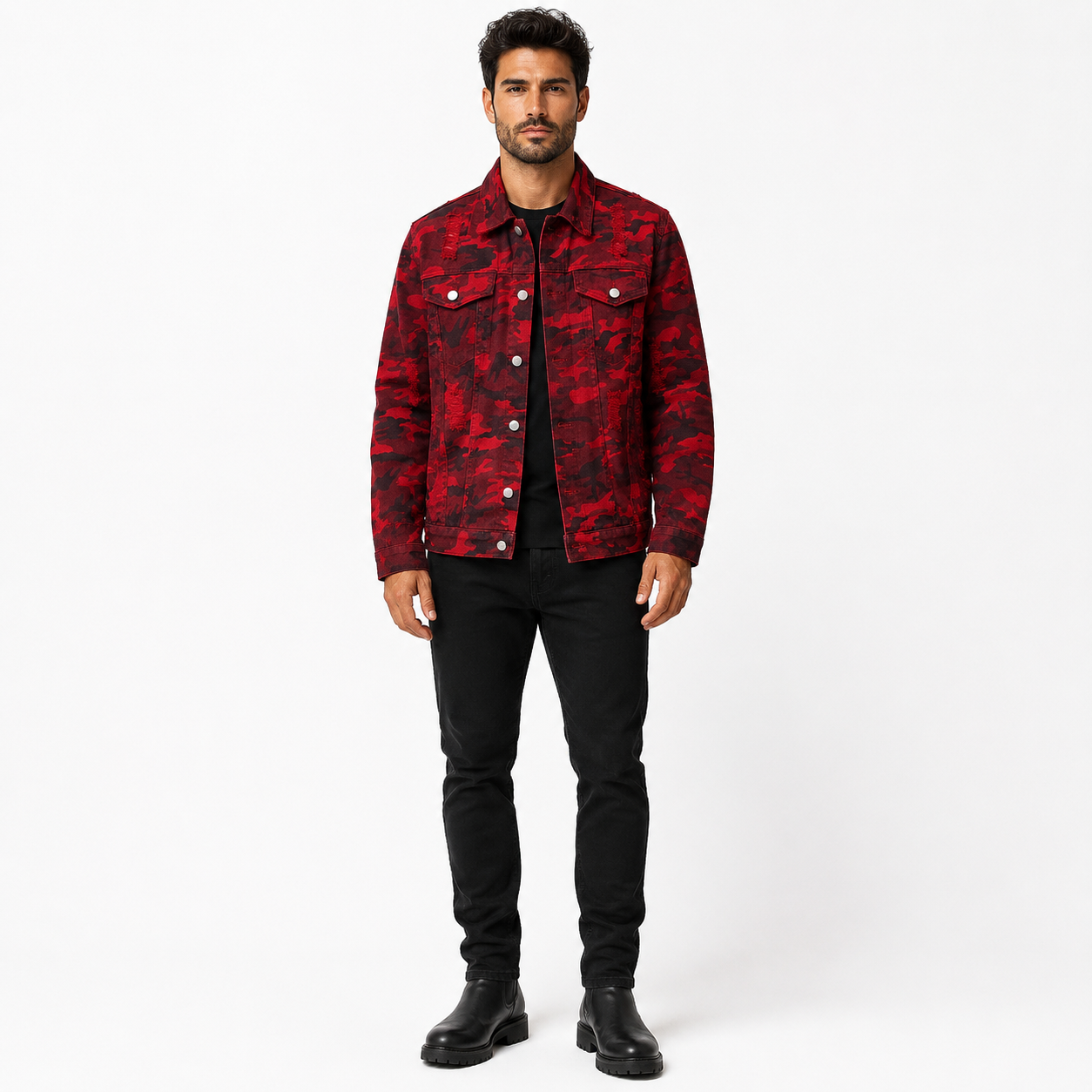 HME Men's Original Red Denim Trucker Jacket