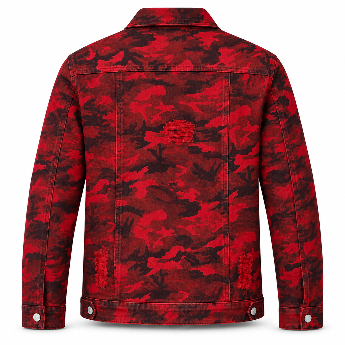 HME Men's Graphic Red Denim Trucker Jacket