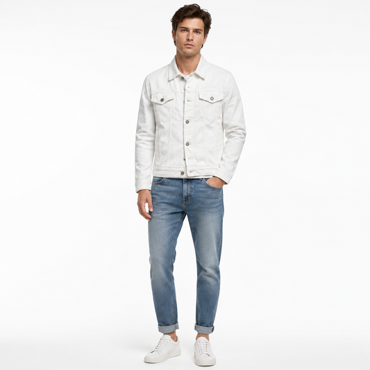 HME Men’s White Denim Trucker Jacket