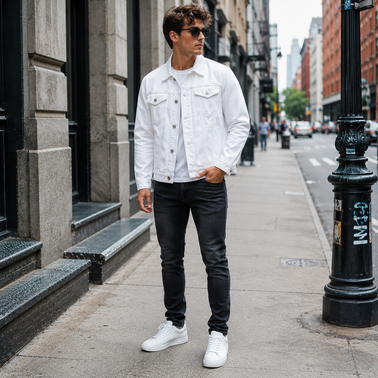 HME Men’s White Denim Trucker Jacket