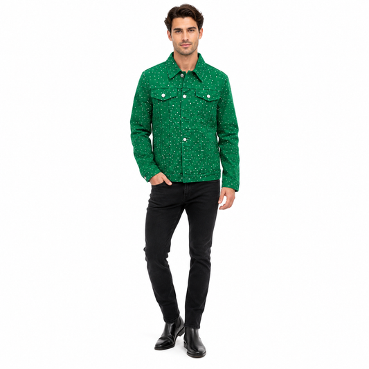 HME Men’s Olive Green Denim Trucker Jacket