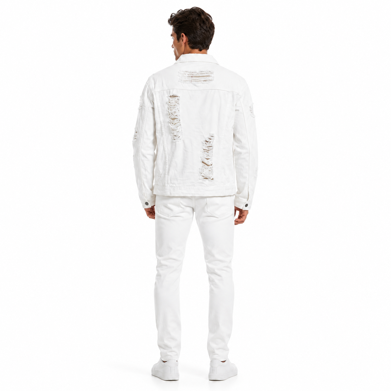 HME Men's Classic White Denim Trucker Jacket