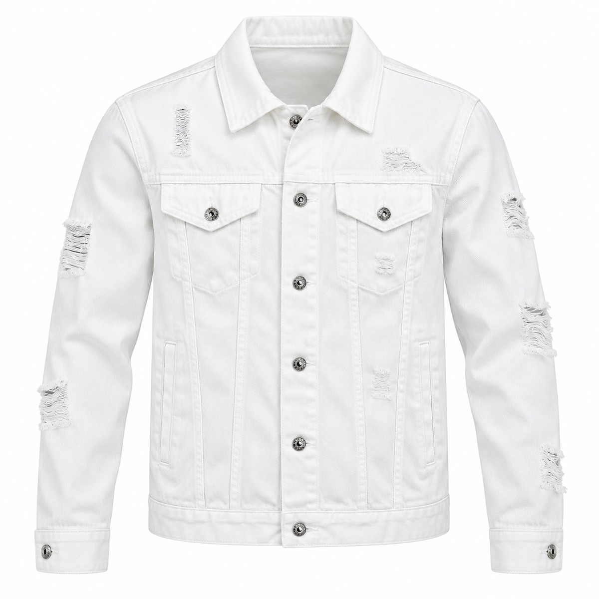 HME Men's Classic White Denim Trucker Jacket